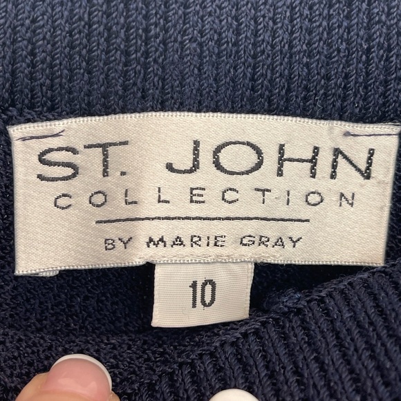 St. John Collection by Marie Gray Knit Navy Pants High Waist Size 10 - Picture 11 of 12